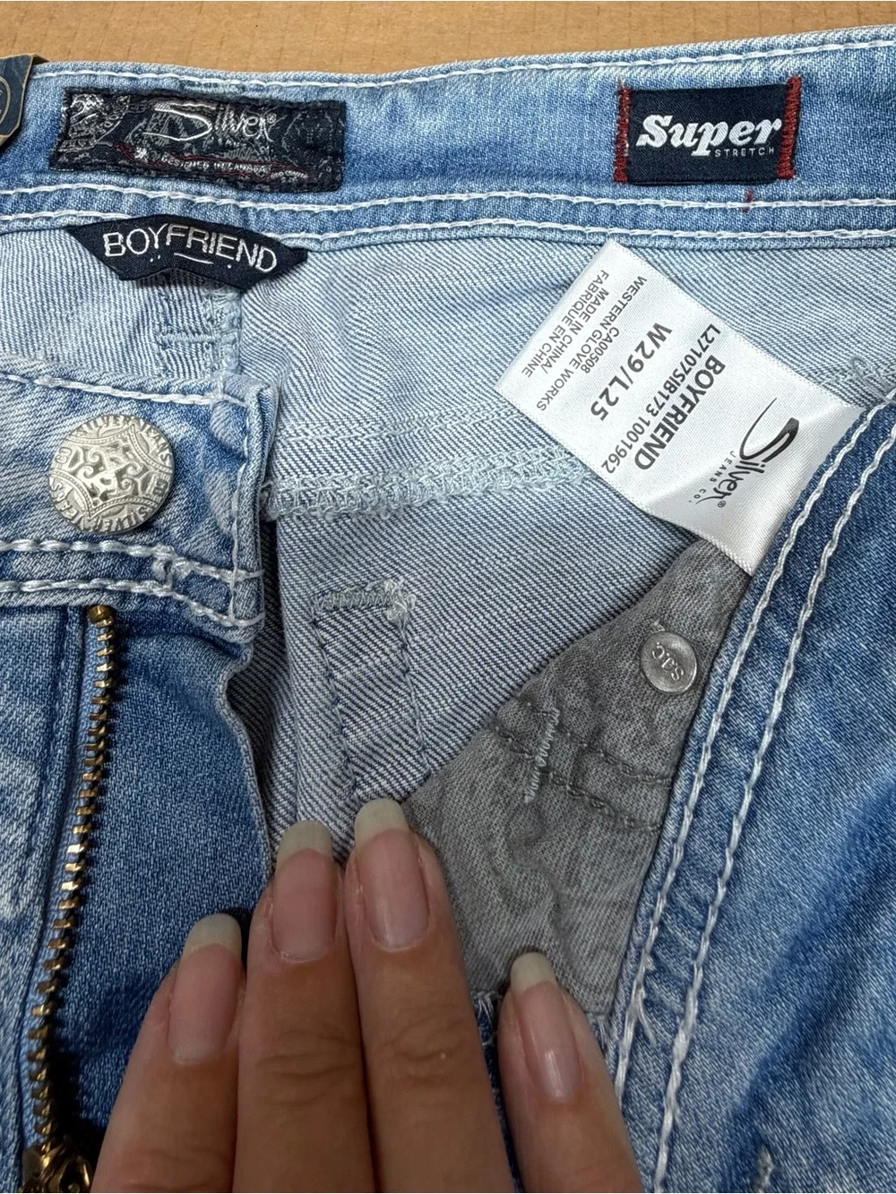 Silver Jeans Light Blue Boyfriend Crop Jeans
